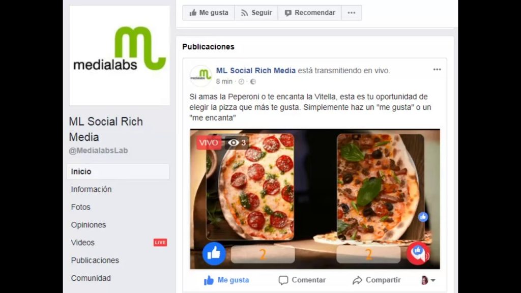 Post Interactivo Live! en Facebook