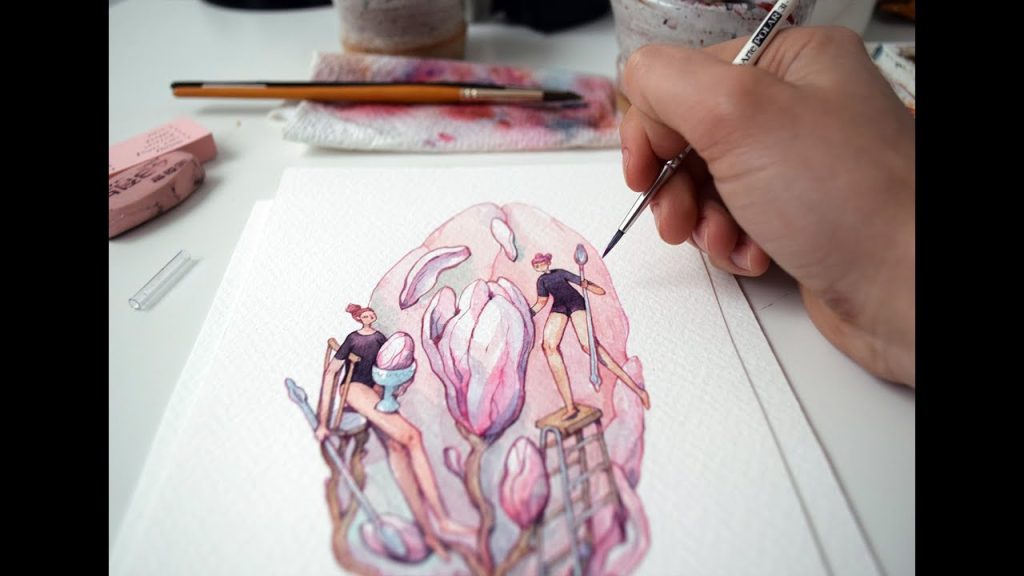 Magnolia Flower watercolor illustration