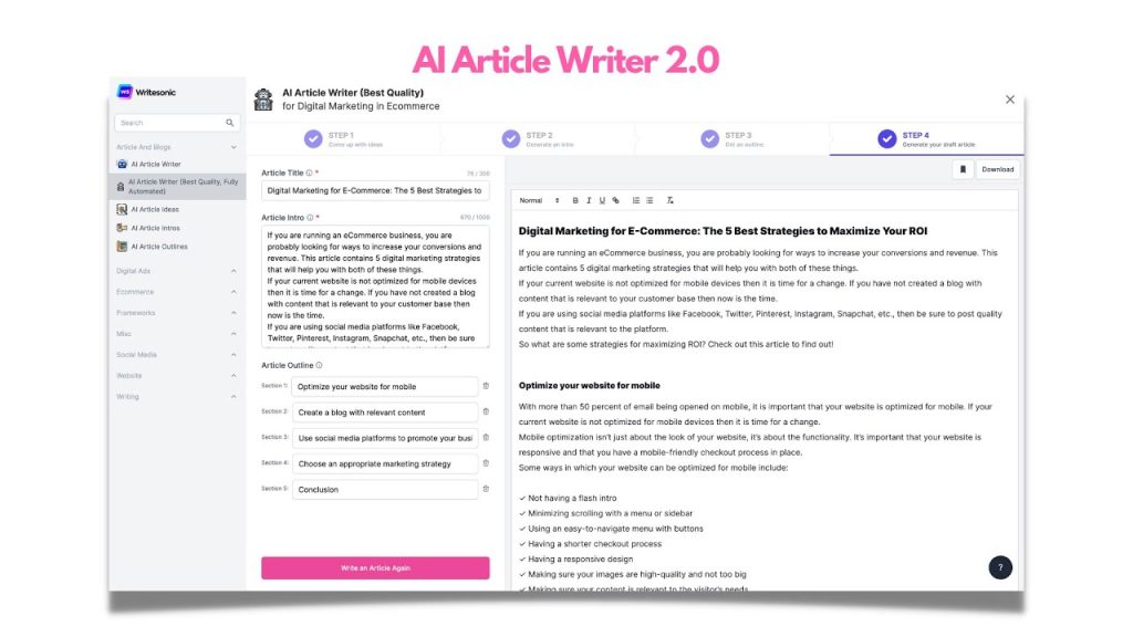 AI Article Writer 2.0 | Write Complete Blog Posts using…