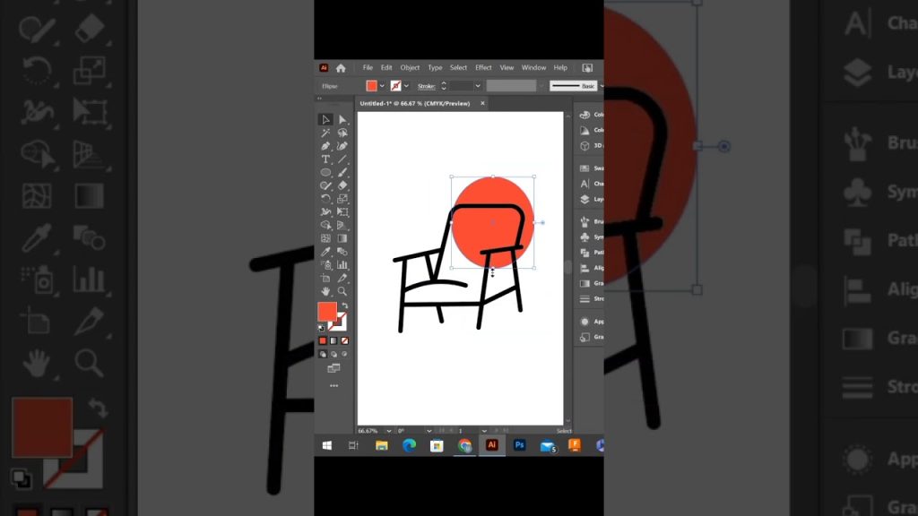minimalist style Chair line art logo with abstract color